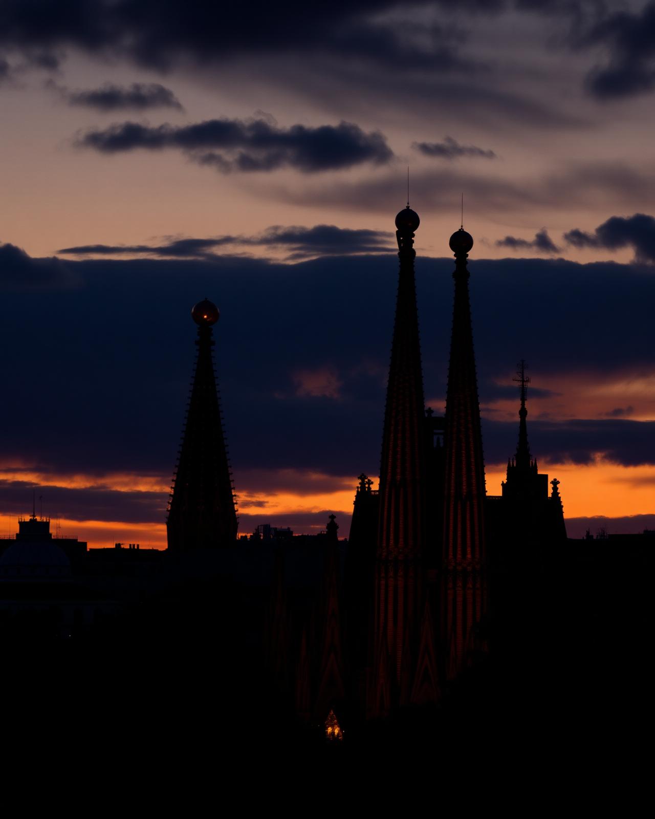 Barcelona, Spain at dusk