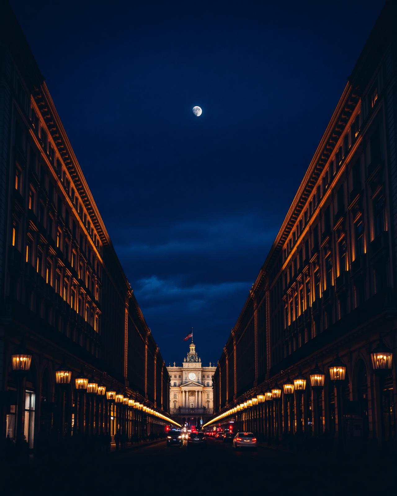 Madrid, Spain at dusk