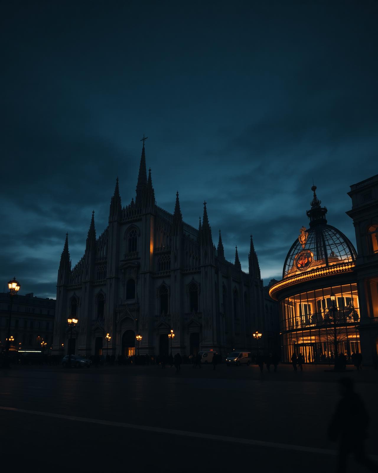 Milan, Italy at dusk