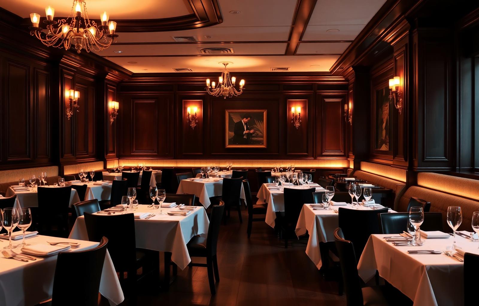 Private fine dining room with intimate amber lighting